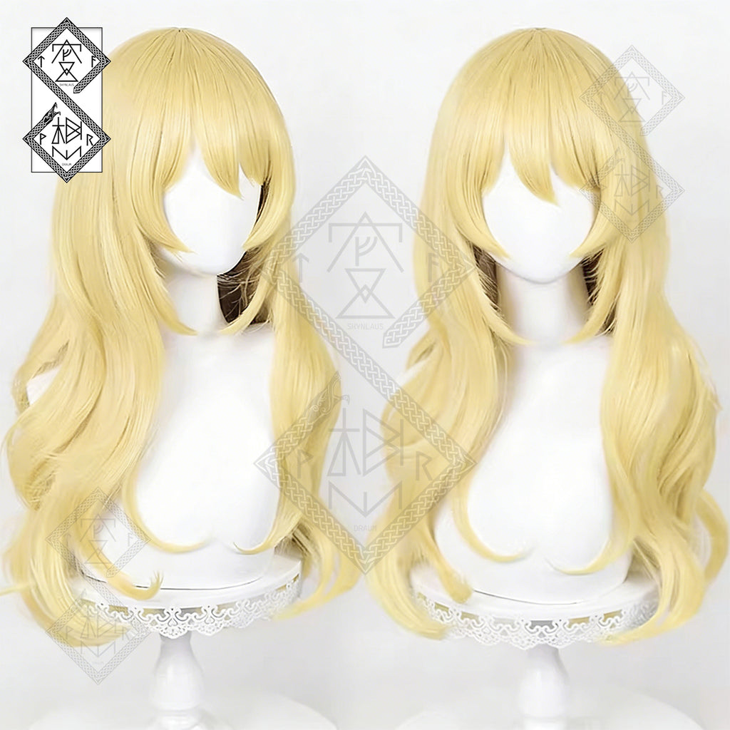 Kaori Miyazono Cosplay Wig Your Lie in April Blonde Curly Anime Wig Heat Resistant Synthetic Hair(Style 1: Round Scalp Version)