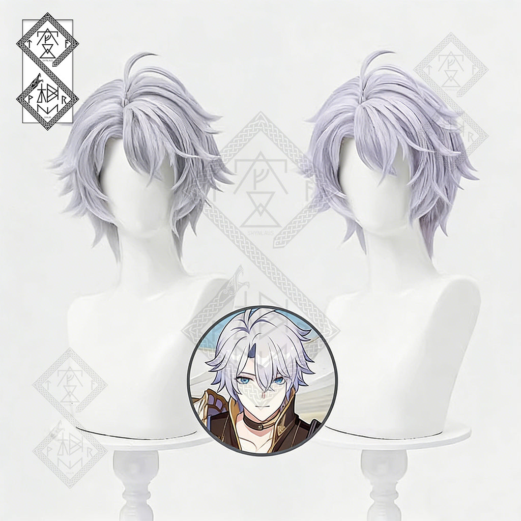 Honkai: Star Rail Phainon Cosplay Wig – Short Flipped Ends Anime Synthetic Hair(Silver Grey Style)