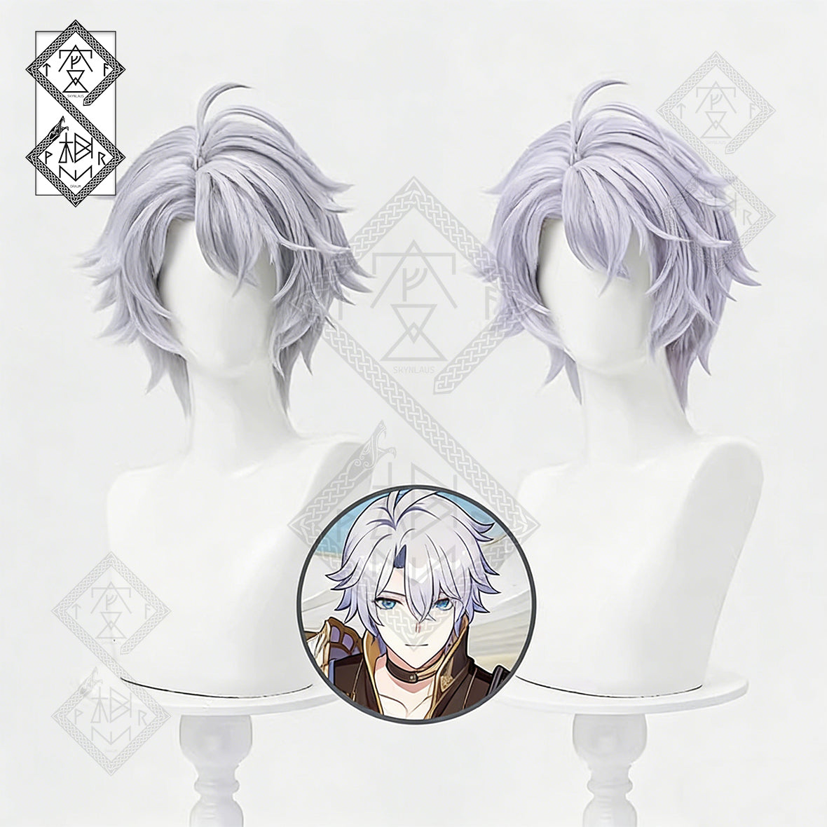 Honkai: Star Rail Phainon Cosplay Wig – Short Flipped Ends Anime Synthetic Hair(Silver Grey Style)