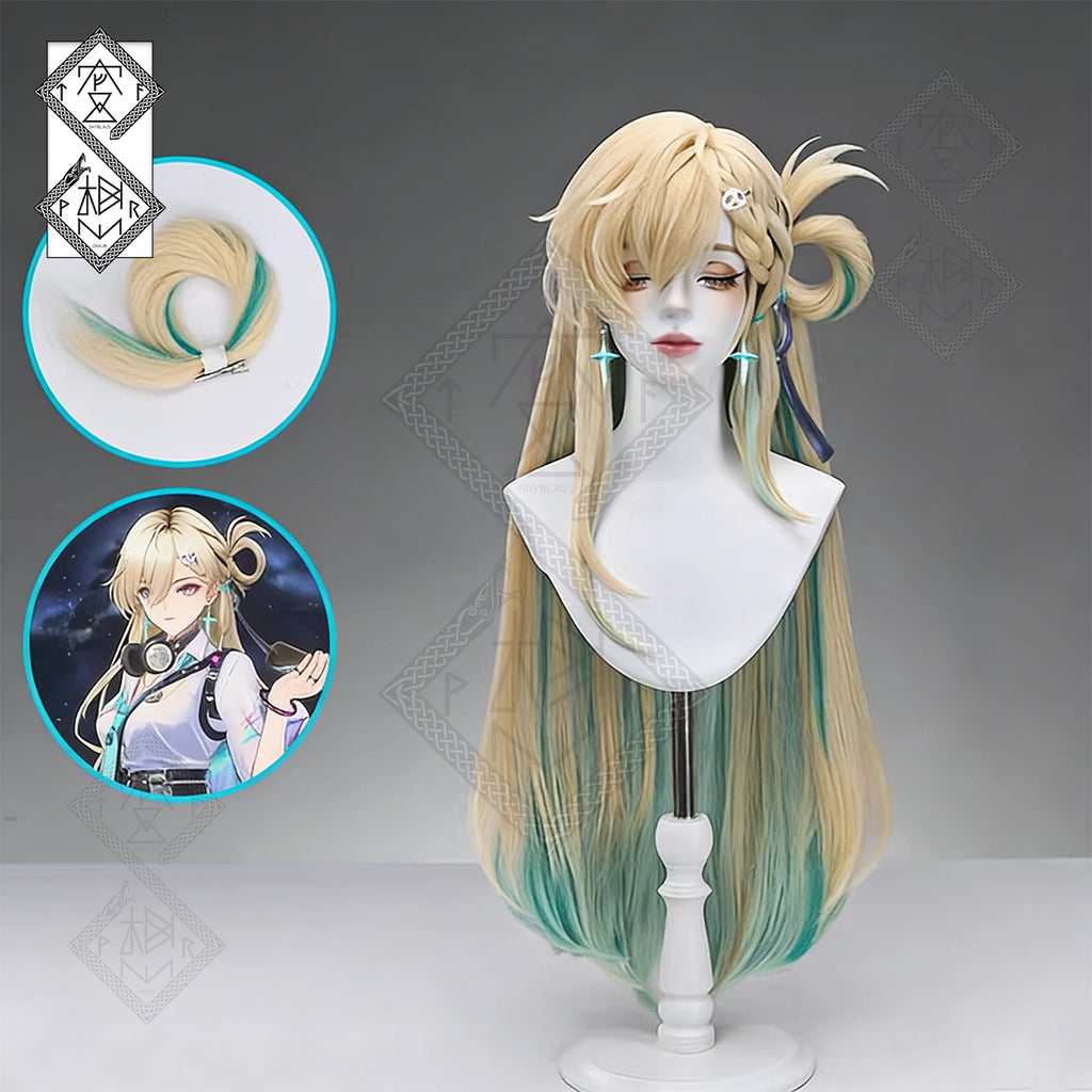 Wuthering Waves Lynae Cosplay Wig – Gradient Braided Hair with Detachable Hair Rings
