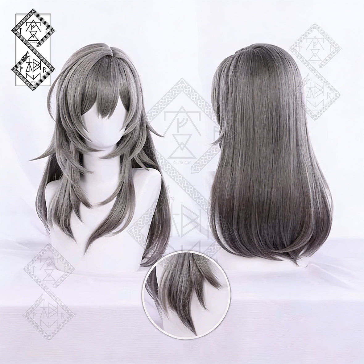 Honkai: Star Rail Stelle Cosplay Wig – Long Straight Silver Hair, Female Trailblazer Costume Prop(Gradient Ver.2)
