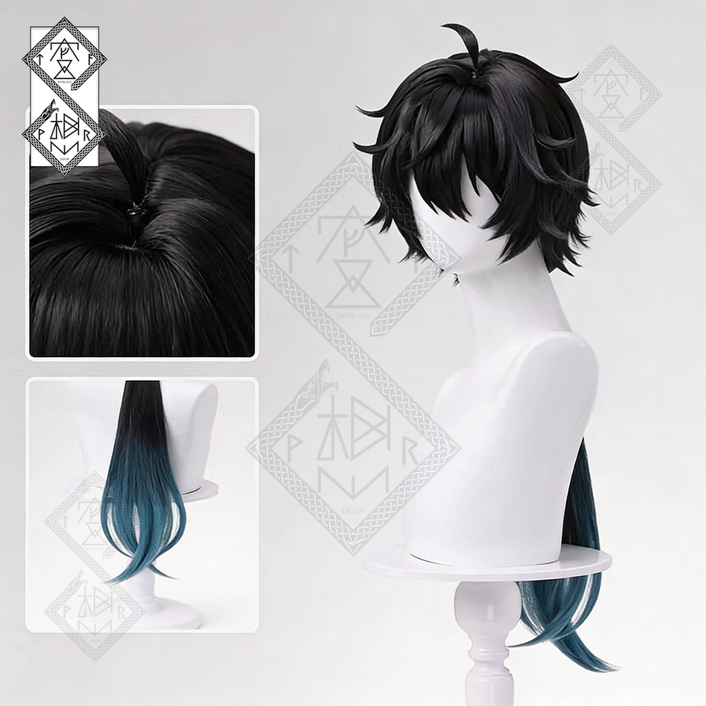 Honkai: Star Rail Dan Heng Imbibitor Lunae Cosplay Wig – Long Black Pre-Styled Heat Resistant Wig for Anime Cosplay & Halloween