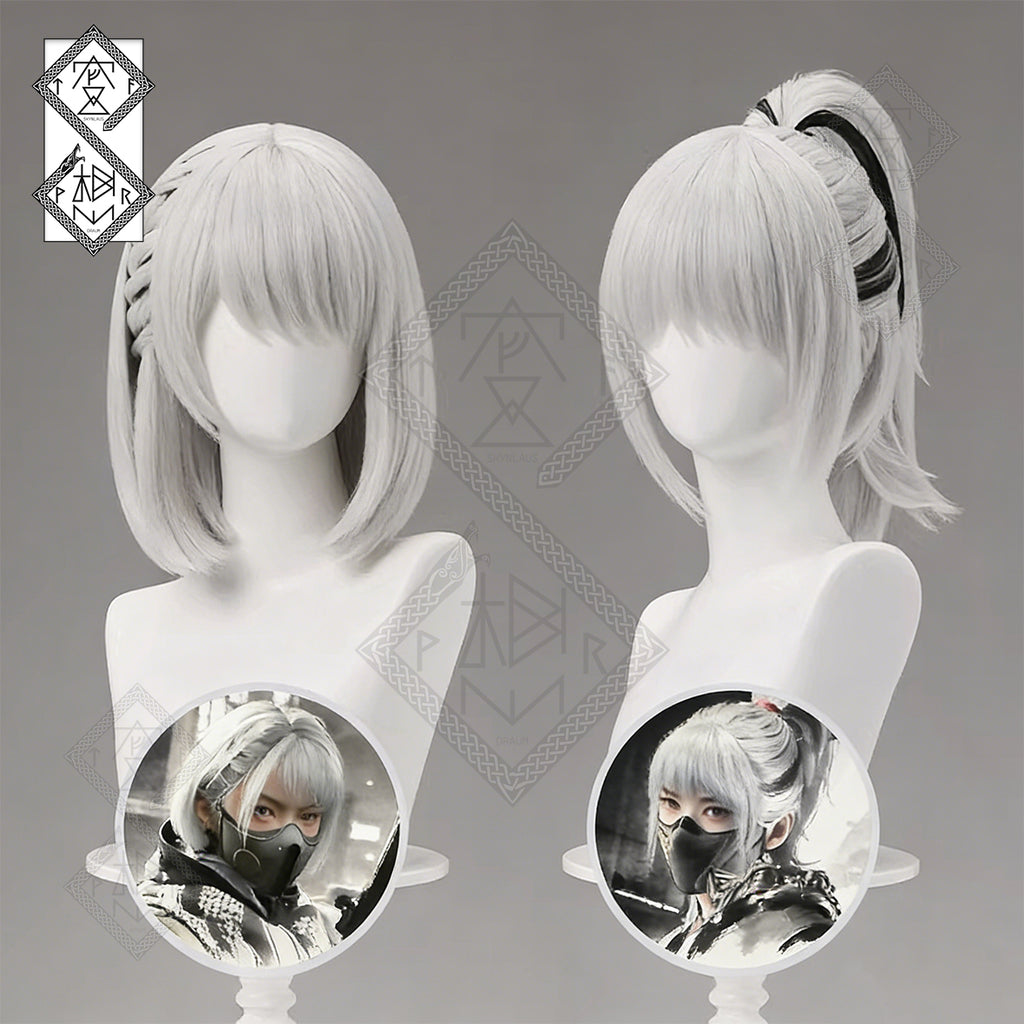 Delta Force Mai Xiaowen Original Skin Cosplay Wig Ink Gradient Ponytail Heat Resistant(Original Skin Ver.1)