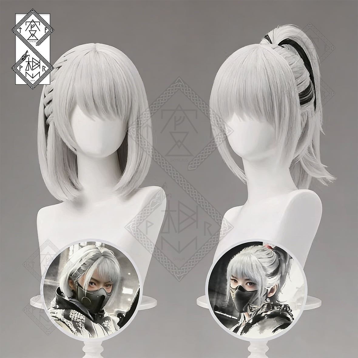 Delta Force Mai Xiaowen Original Skin Cosplay Wig Ink Gradient Ponytail Heat Resistant(Original Skin Ver.1)