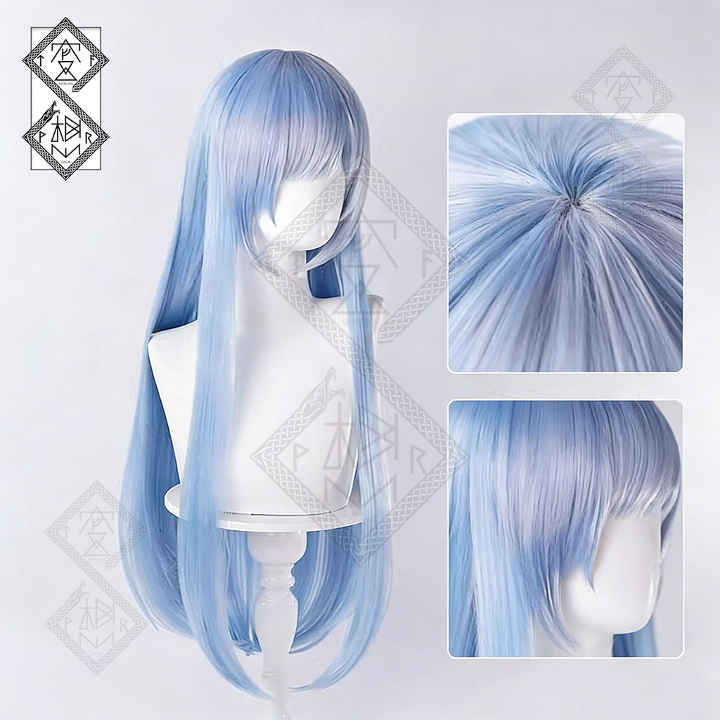 Re:Zero Rem Cosplay Wig Long Blue Anime Maid Hair Heat Resistant(Long Wig Ver.2)