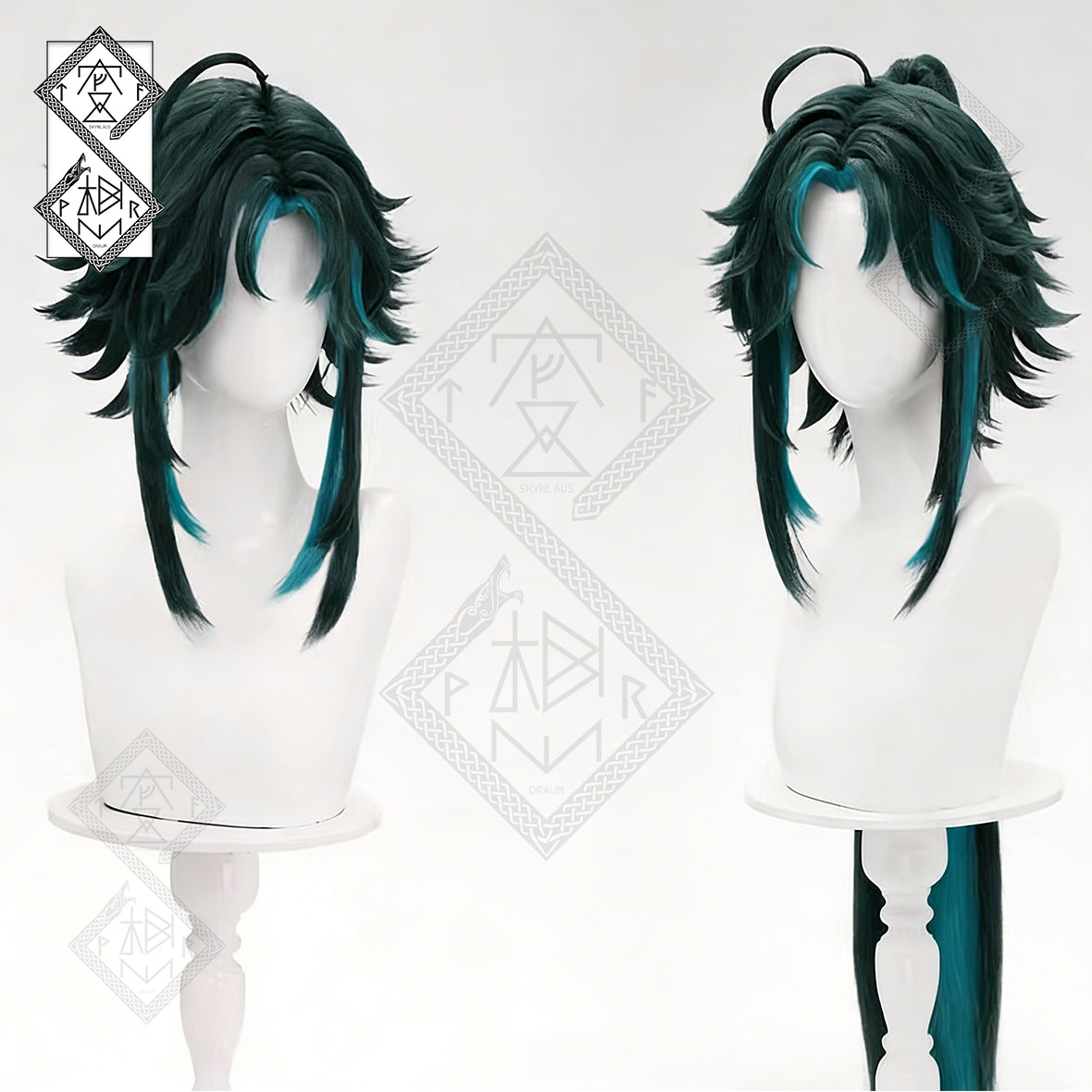 Genshin Impact Xiao Cosplay Wig – Custom Colored Middle Part Ponytail, Fluffy Top Standard Style, Heat-Resistant Synthetic Hair(Fluffy Top Style Ver.1)