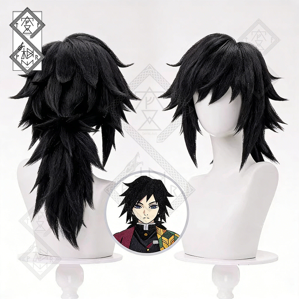 Demon Slayer Zenitsu Giyu Inosuke Cosplay Wig – Giyu Wig Fluffy Anime Wig | Kimetsu no Yaiba Cosplay Hair Heat Resistant for Halloween(Ver.1)