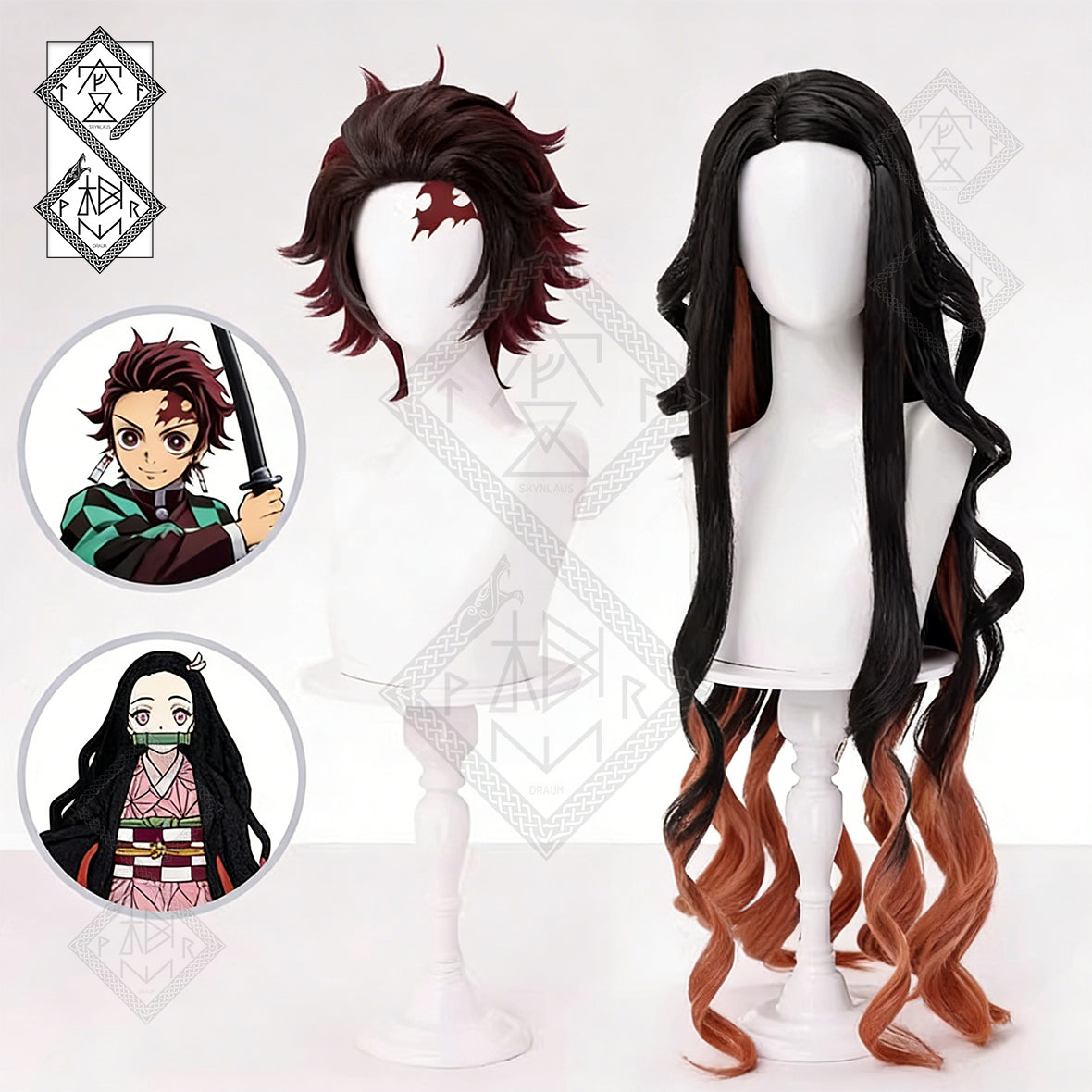Demon Slayer Tanjiro Nezuko Cosplay Wig – Tanjiro Wig Short Anime Wig | Kimetsu no Yaiba Cosplay Hair Heat Resistant Synthetic Wig for Halloween(Ver.1)