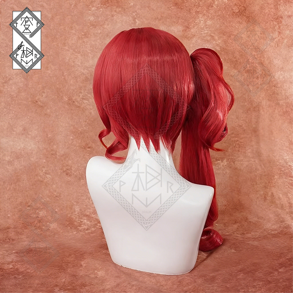 Identity V Priestess Cosplay Wig – Split Curly Ponytail Witch Style Anime Wig (Crimson Ver.)