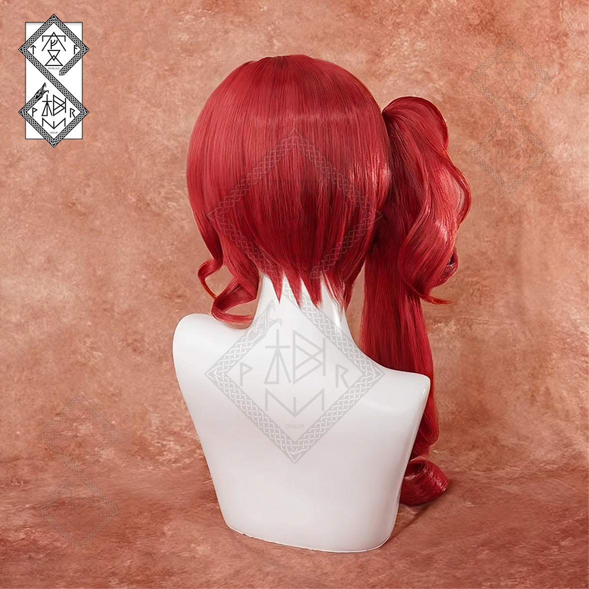 Identity V Priestess Cosplay Wig – Split Curly Ponytail Witch Style Anime Wig (Crimson Ver.)