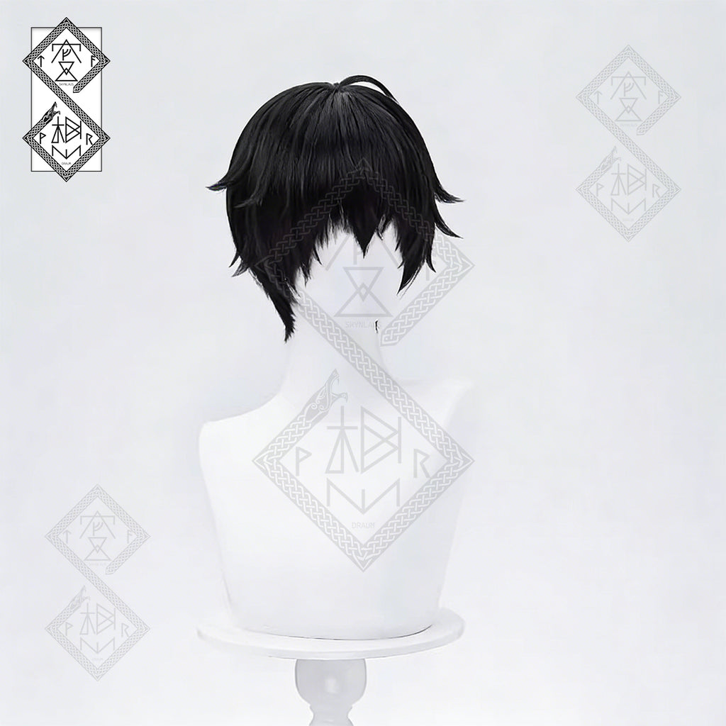 Sword Art Online Kirito Cosplay Wig – Short Black Anime Wig with Realistic Scalp Bangs