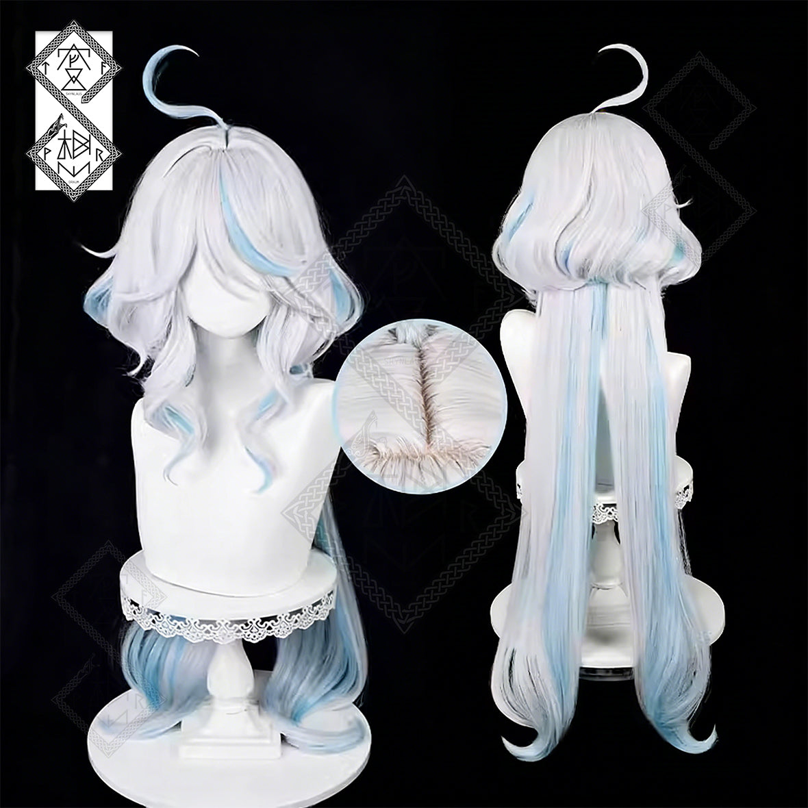 Genshin Impact Furina Focalors Cosplay Wig – Realistic Hairline, Heat Resistant Synthetic Wig(Style 1 Light Color: Cool Silver White)