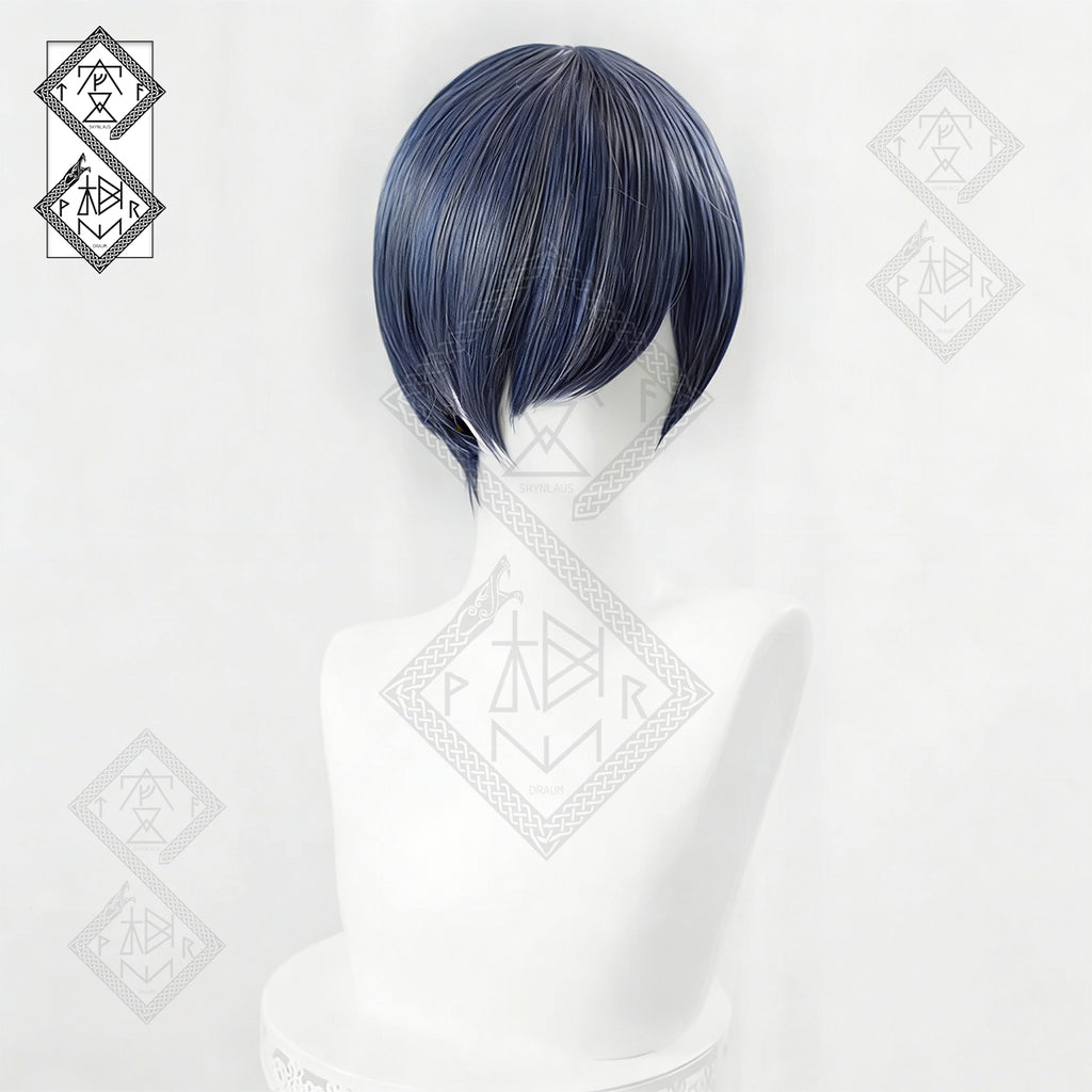 Ciel Phantomhive Cosplay Wig Black Butler Blue Gray Mixed Color Anime Wig Heat Resistant Synthetic Hair(Short Hair Ver.1)