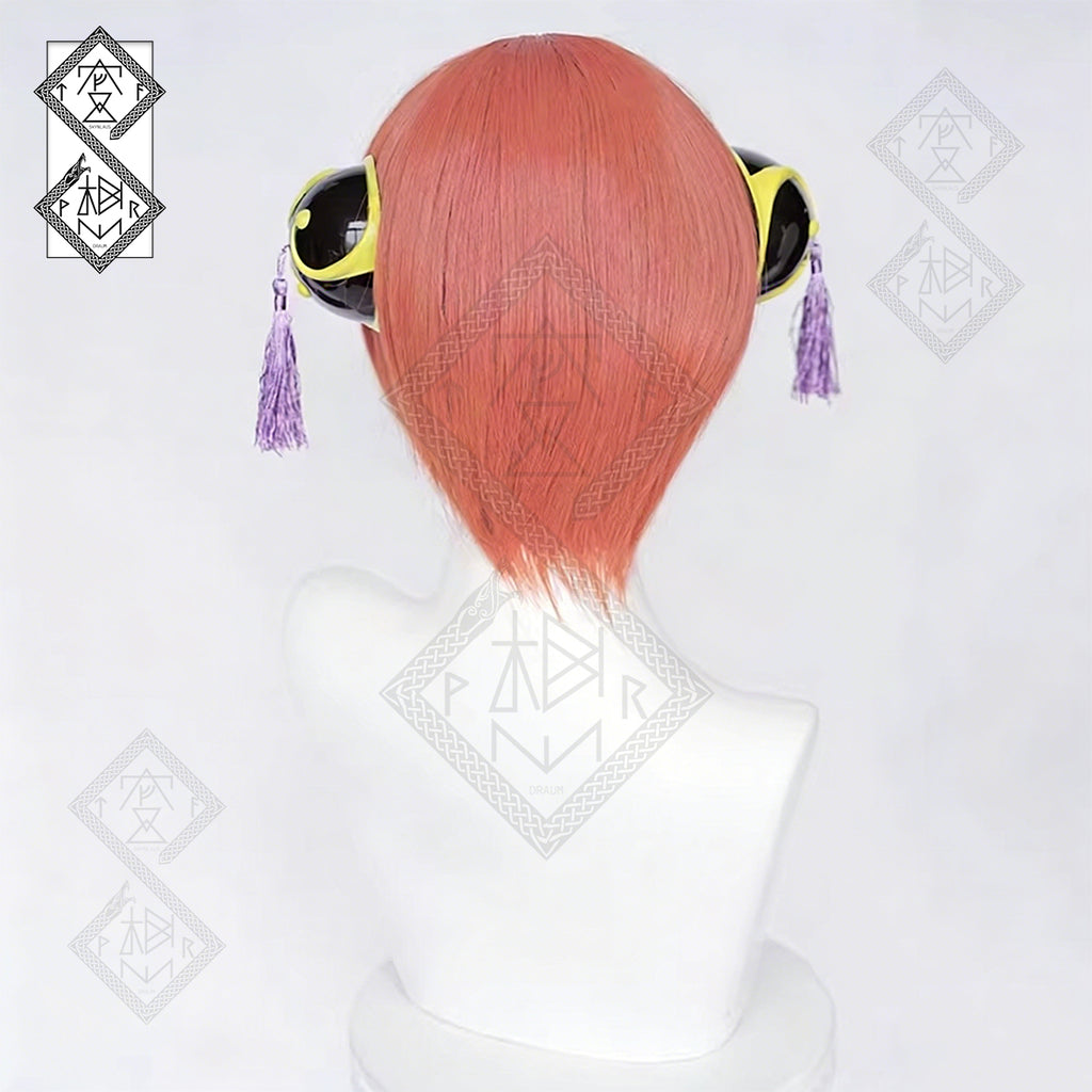 Gintama Kagura Cosplay Wig – Long & Short Styles, Orange-Red, Realistic(Ver.1)