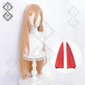 Chainsaw Man Power Cosplay Wig – Custom Blended Color, Smooth & Easy Styling(Ver.2 Apricot Orange + Accessories)