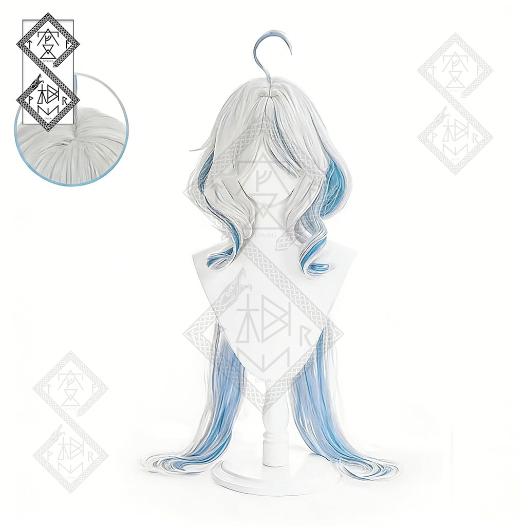 Genshin Impact Furina Cosplay Wig Focalors Hydro Archon Long Blue Gradient Hair Heat Resistant Costume Wig(Style 1 White Wig)