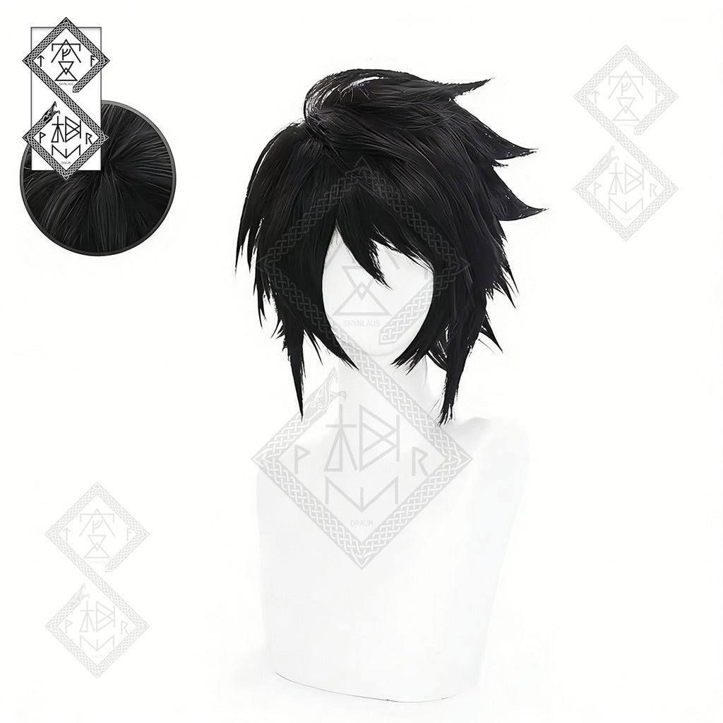 Death Note L Lawliet Cosplay Wig | Messy Black Anime Wig | Heat Resistant Synthetic Hair