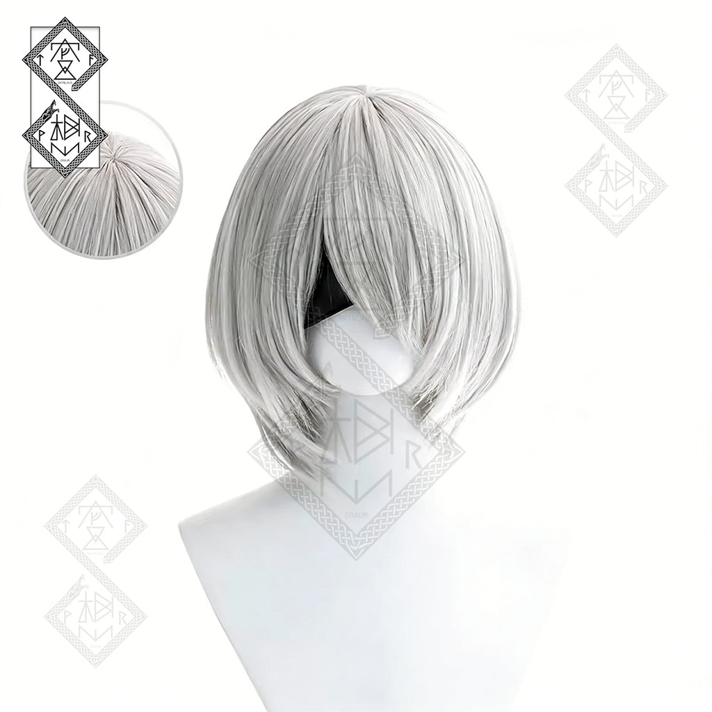 NieR: Automata YoRHa 2B Wig Cosplay Wig Short Silver Anime Hair Styled Wig