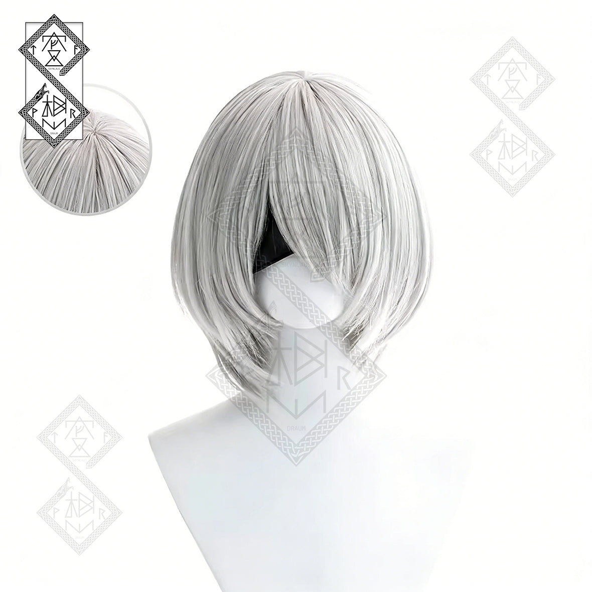 NieR: Automata YoRHa 2B Wig Cosplay Wig Short Silver Anime Hair Styled Wig