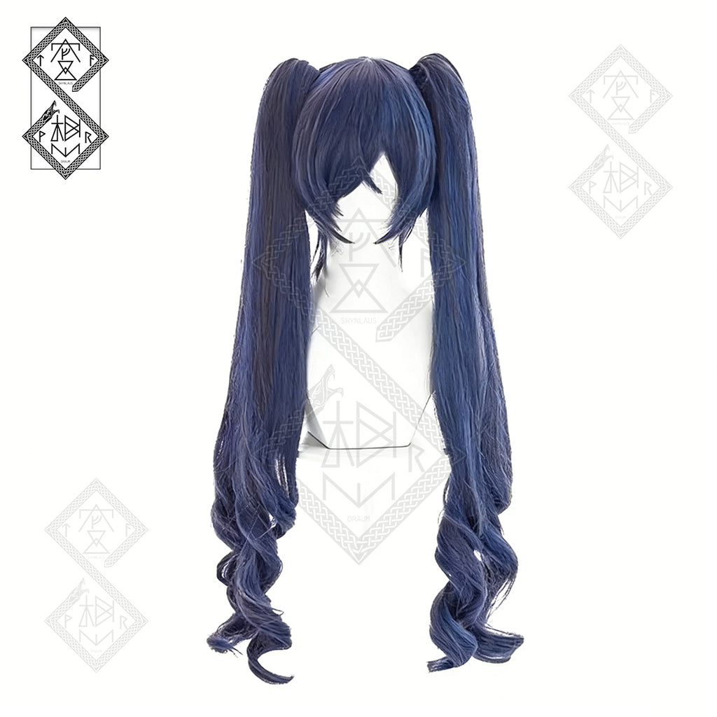 Black Butler Ciel Phantomhive Cosplay Wig Mixed Fiber Short Blue Anime Wig Crossplay Costume Hair(Ver.1 Long Hair)