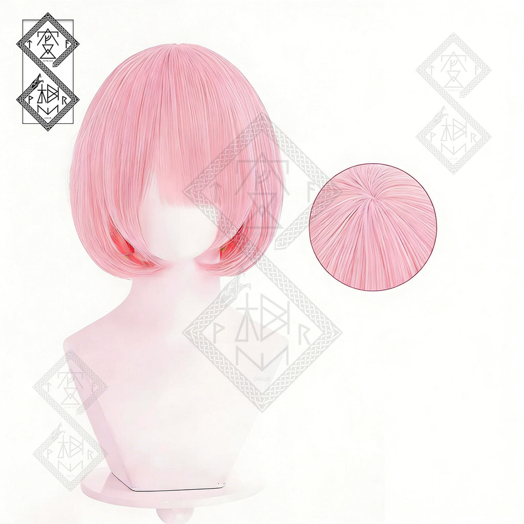 Re Zero Rem Ram Cosplay Wig Blue Pink Long Straight Anime Wig Heat Resistant Costume Hair for Women(Ver.1 Ram)