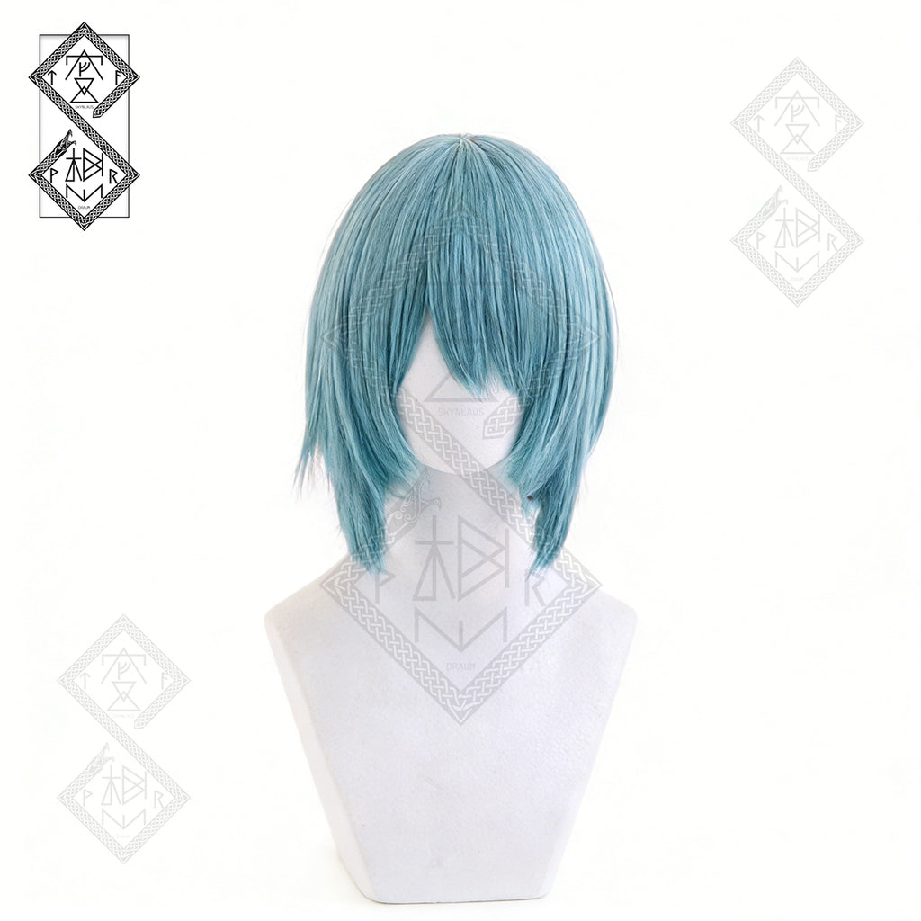 Puella Magi Madoka Magica Sayaka Miki Cosplay Wig Short Blue Anime Wig Heat Resistant Synthetic Hair for Women Halloween Costume