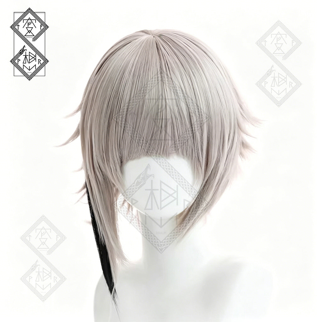 Bungo Stray Dogs Atsushi Nakajima Cosplay Wig White Anime Wig with Black Clip Hair Extension Halloween Costume Wig for Men
