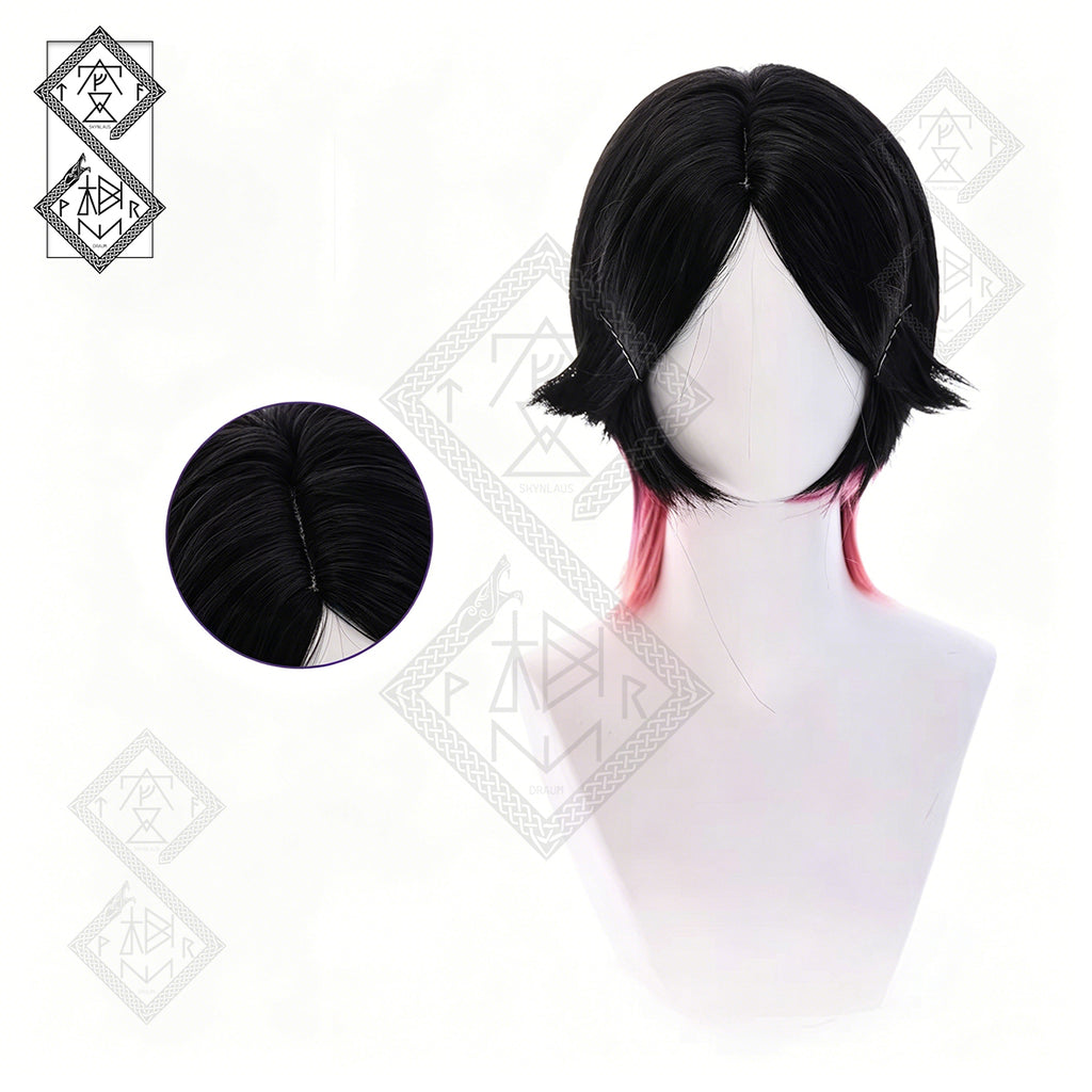 Valorant Clove Cosplay Wig Tri-Color Gradient Synthetic Anime Wig Halloween Costume Wig for Women