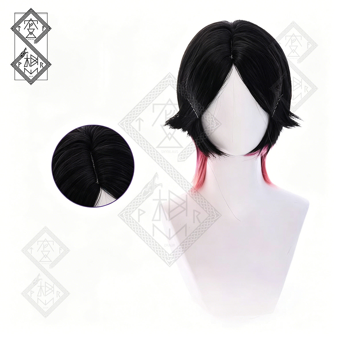 Valorant Clove Cosplay Wig Tri-Color Gradient Synthetic Anime Wig Halloween Costume Wig for Women
