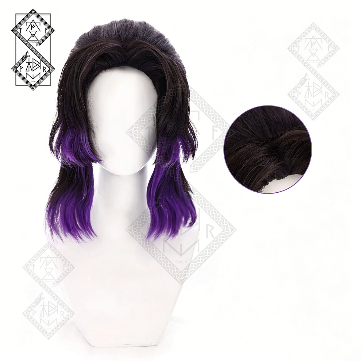 Shinobu Kocho Cosplay Wig Demon Slayer Purple Black Gradient Anime Wig Pre-Styled Bun Heat Resistant Synthetic Hair