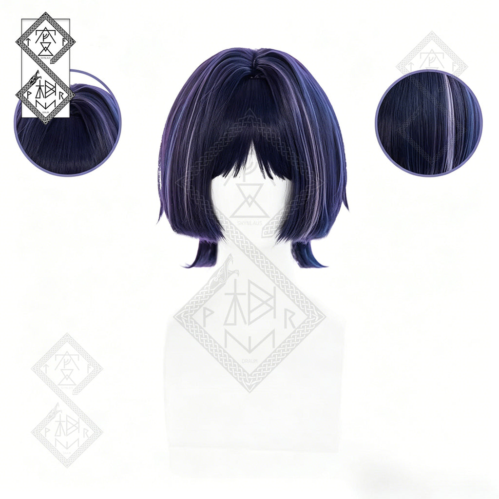Scaramouche Wanderer Cosplay Wig Genshin Impact Kunikuzushi Black Blue Gradient Anime Wig Heat Resistant Synthetic Hair