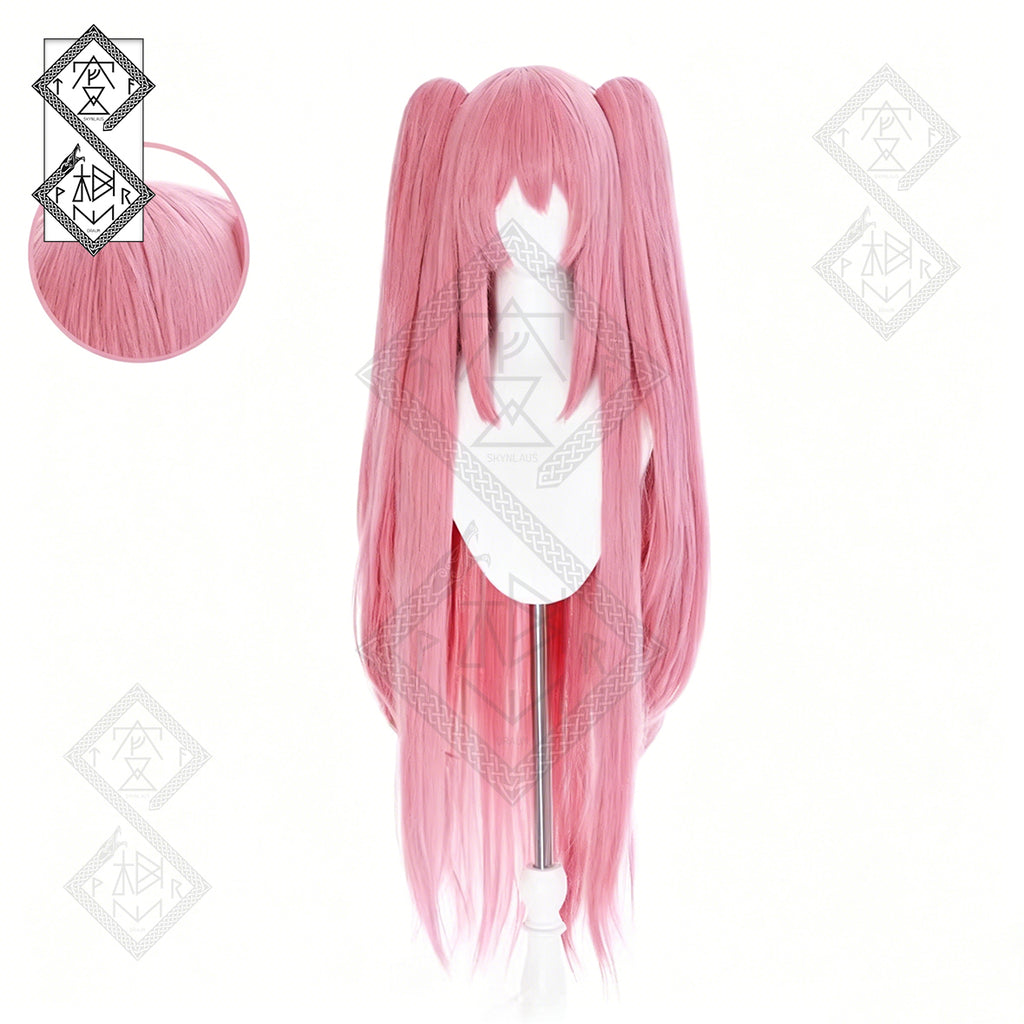 Krul Tepes Cosplay Wig Seraph of the End Twin Ponytail Pink Wig Claw Clip Anime Costume Hair Heat Resistant Synthetic