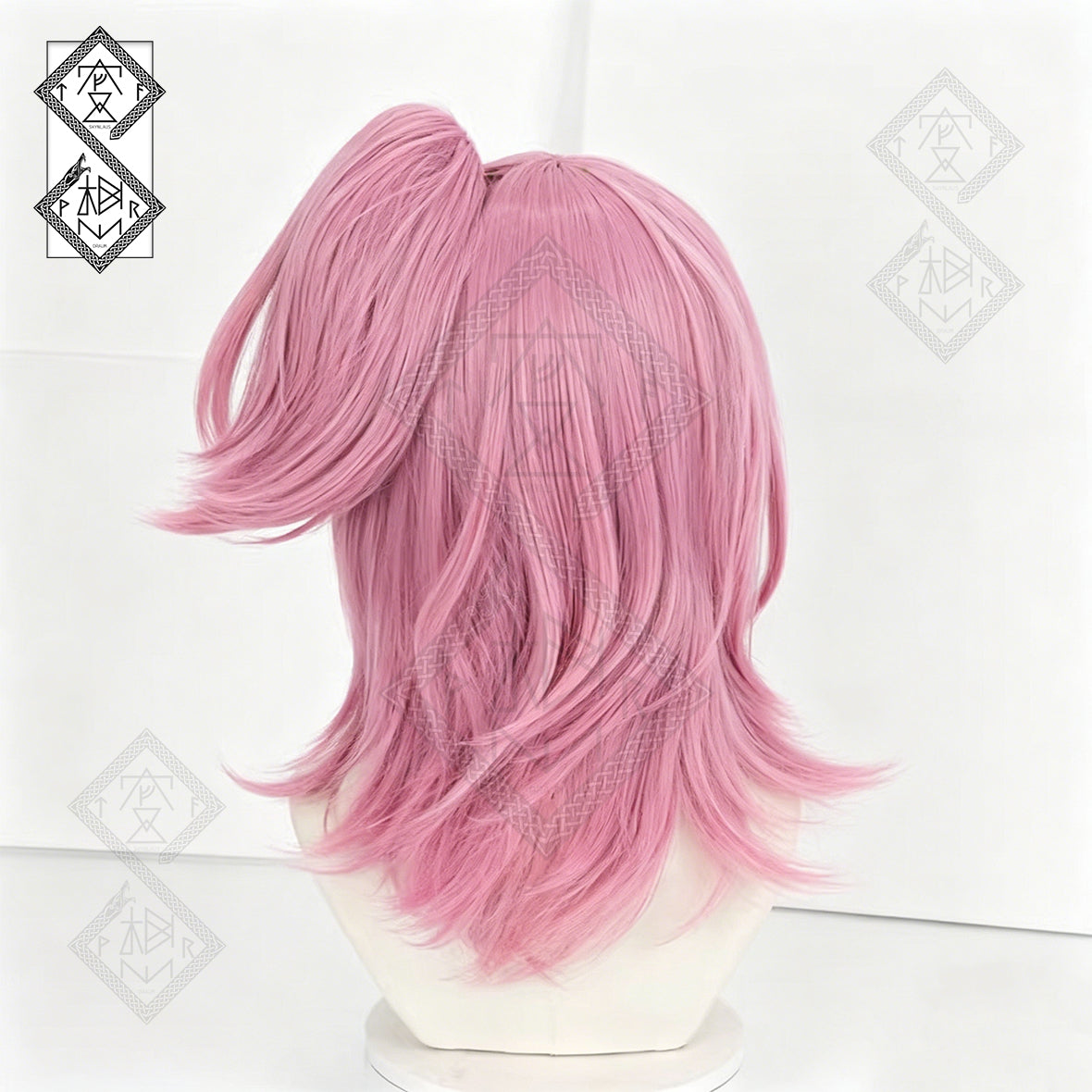Shugo Chara Amu Hinamori Cosplay Wig Pink Clip-On Twin Ponytails Anime Wig(Ver.1 Single Ponytail with Jaw Clip Style)