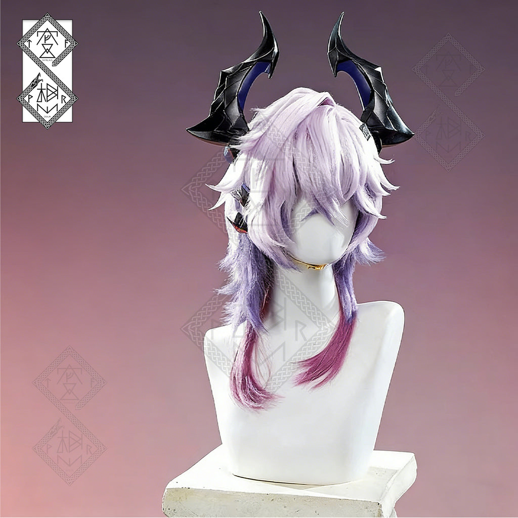 Genshin Impact Durin Cosplay Wig – Gradient Bangs Mullet Style Synthetic Hair, Heat Resistant Anime Costume Wig