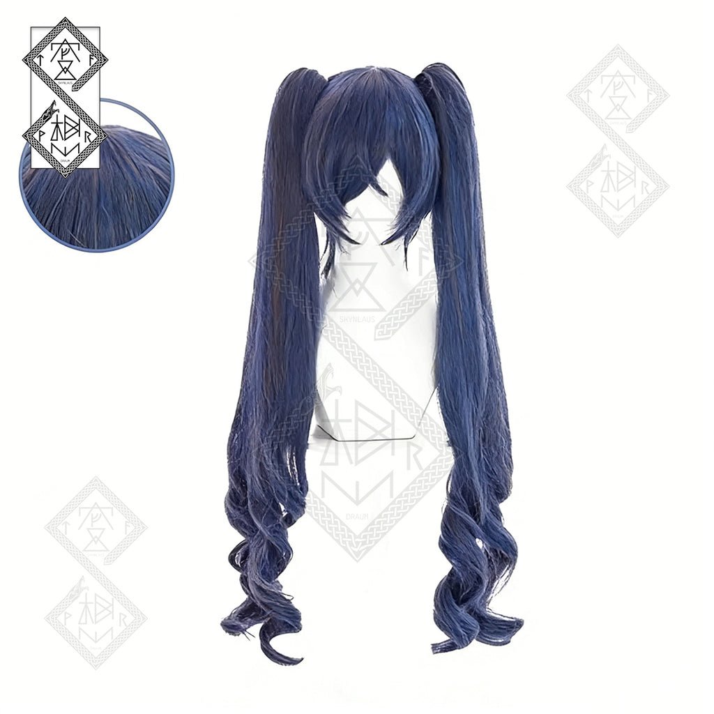 Black Butler Ciel Phantomhive Cosplay Wig Mixed Fiber Short Blue Anime Wig Crossplay Costume Hair(Ver.1 Long Hair)