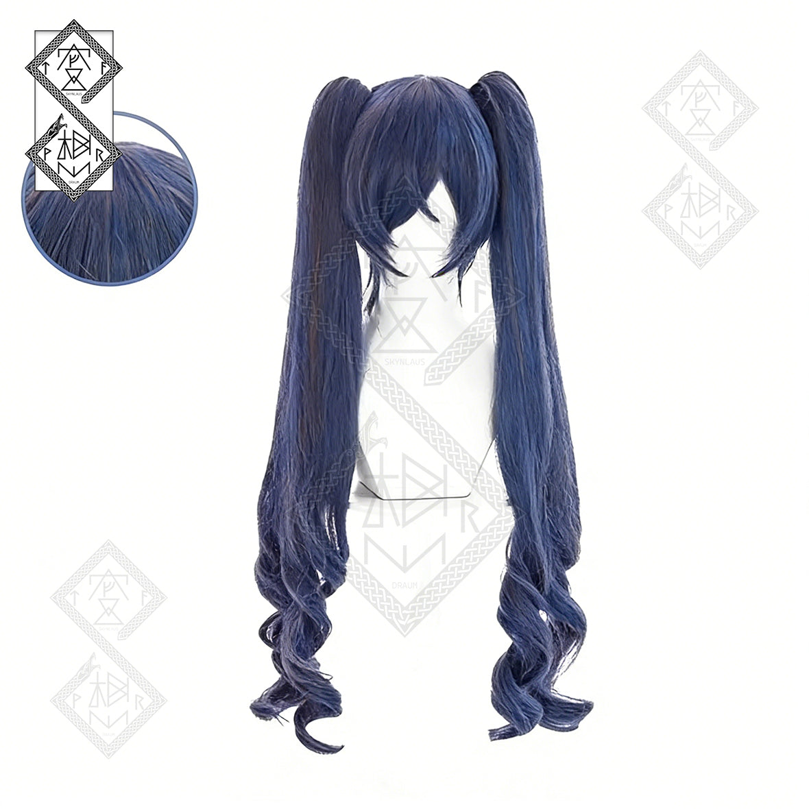 Black Butler Ciel Phantomhive Cosplay Wig Mixed Fiber Short Blue Anime Wig Crossplay Costume Hair(Ver.1 Long Hair)