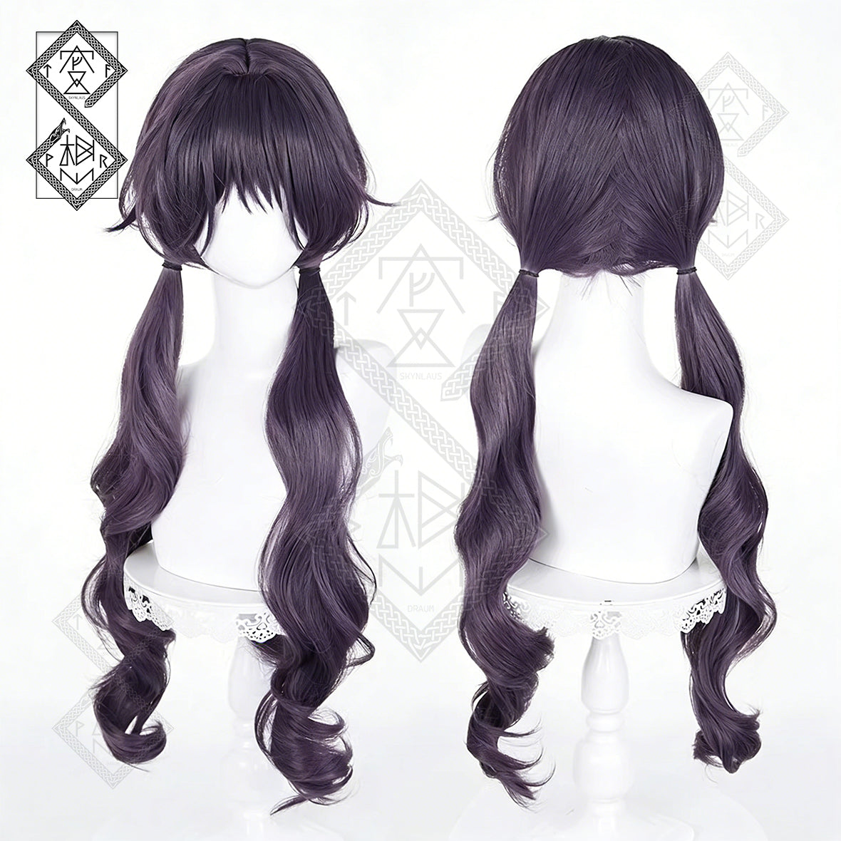 Kaoruko Waguri Cosplay Wig The Fragrant Flower Blooms with Dignity Anime Wig Long Gray Purple Synthetic Hair Heat Resistant for Halloween Costume Party(Style 5: Low Twin Ponytail Version)