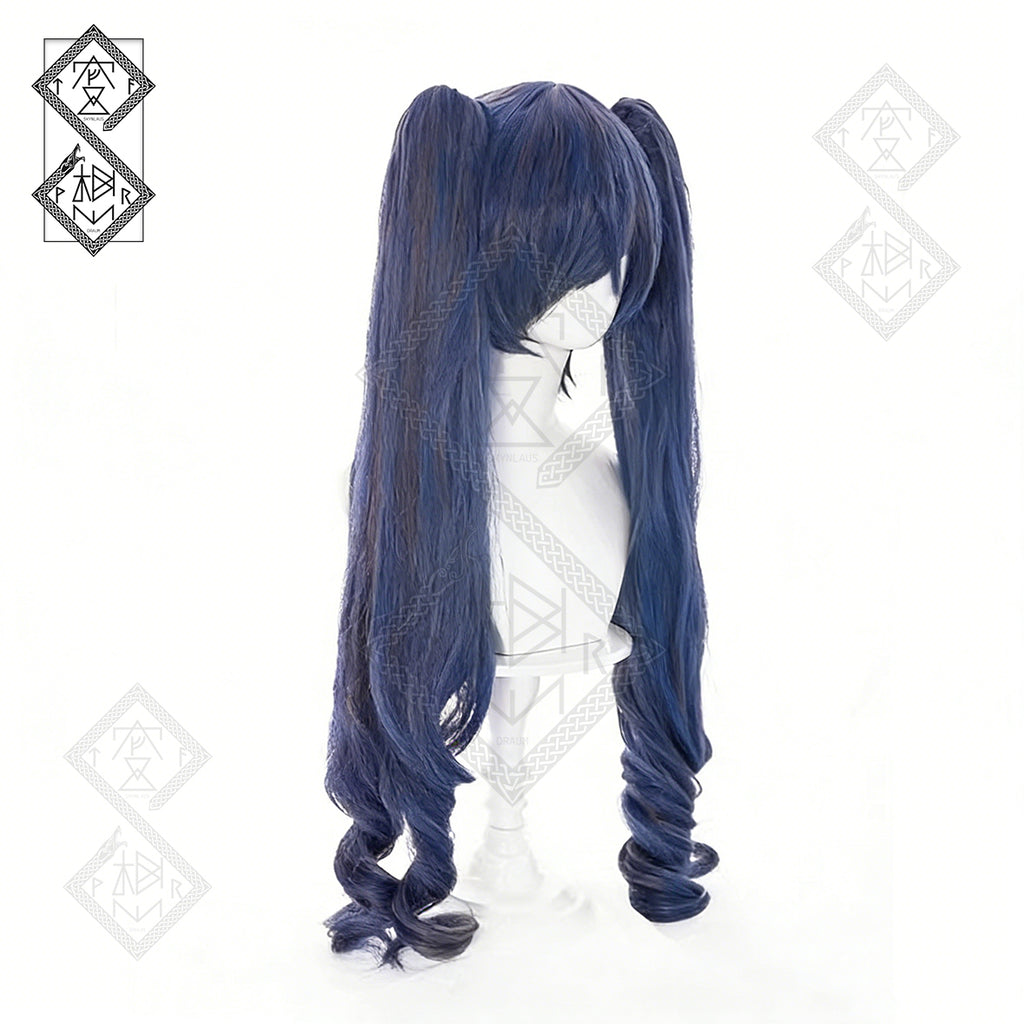 Black Butler Ciel Phantomhive Cosplay Wig Mixed Fiber Short Blue Anime Wig Crossplay Costume Hair(Ver.1 Long Hair)