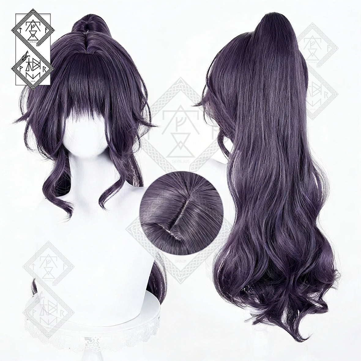 Kaoruko Waguri Cosplay Wig The Fragrant Flower Blooms with Dignity Anime Wig Long Gray Purple Synthetic Hair Heat Resistant for Halloween Costume Party(Style 6: Split Ponytail Version)